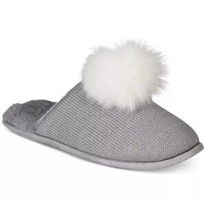 I.N.C. International Concepts. Pom Pom Knit Slippers, Gray, Sz. XL